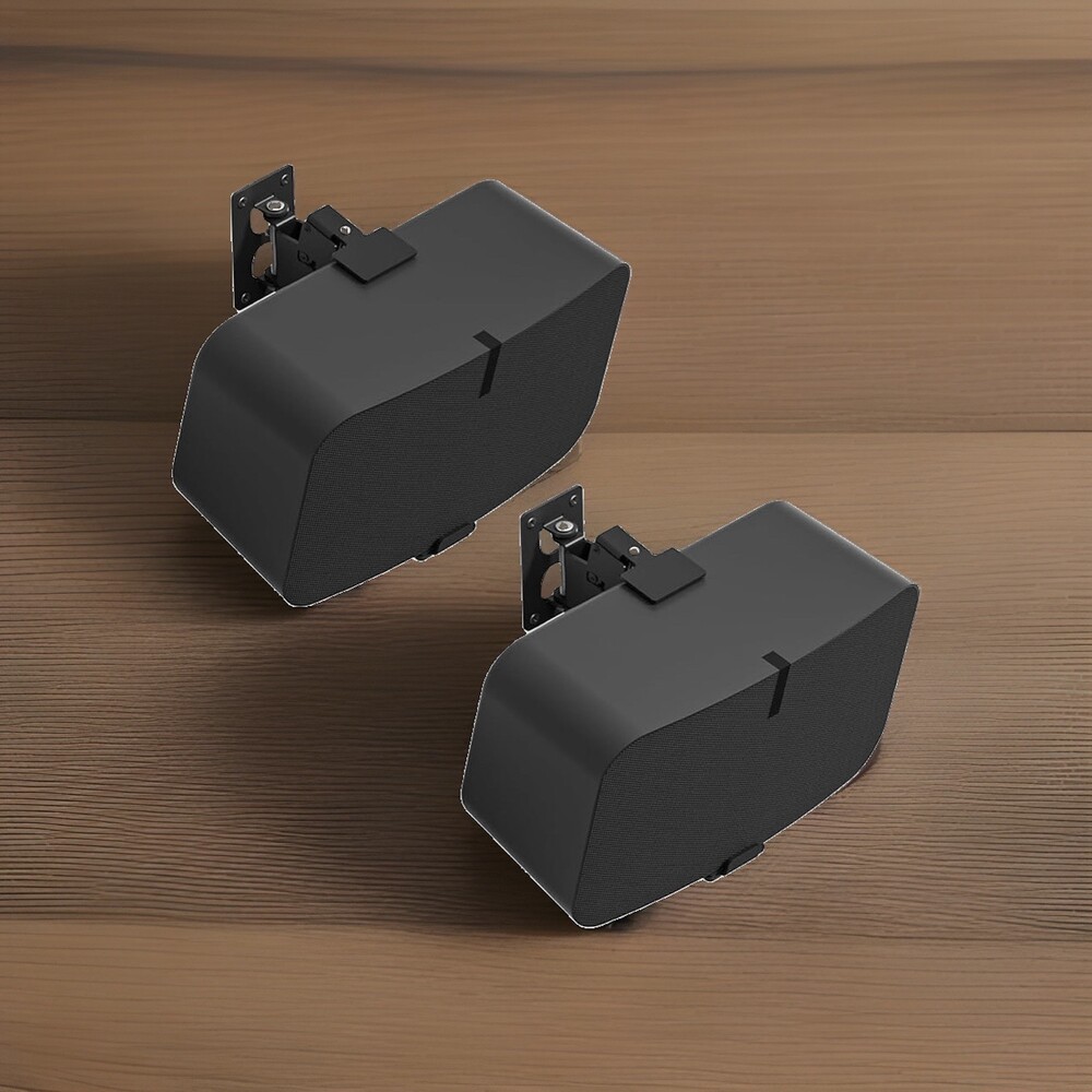2 Heavy Duty Speaker Wall Mounts - Sonos Play 5 Gen 2 – Tilt & Swivel Black